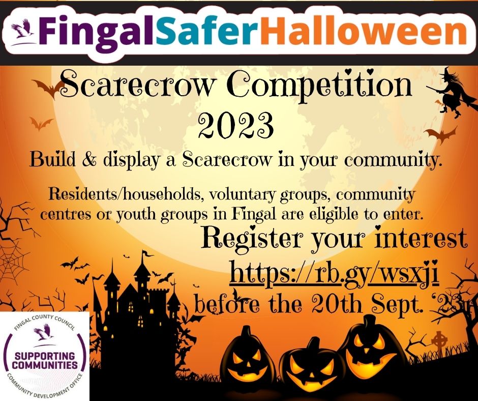 fingalsaferhalloween scarecrow competition poster